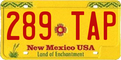 NM license plate 289TAP
