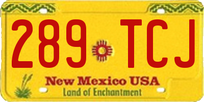 NM license plate 289TCJ