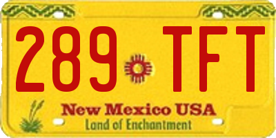 NM license plate 289TFT