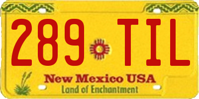 NM license plate 289TIL