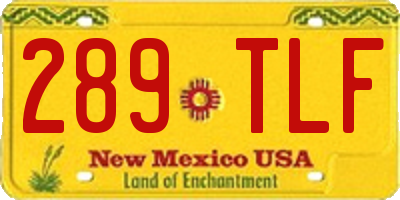 NM license plate 289TLF