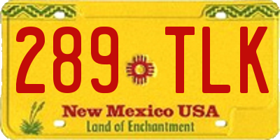 NM license plate 289TLK