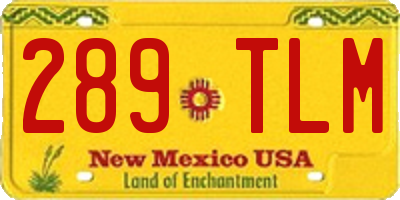 NM license plate 289TLM