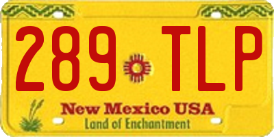 NM license plate 289TLP