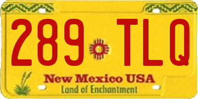 NM license plate 289TLQ