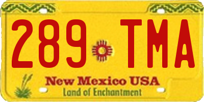 NM license plate 289TMA