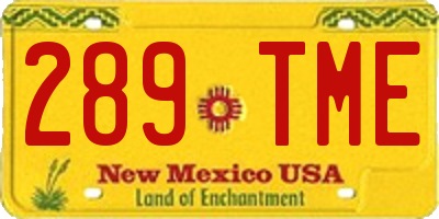 NM license plate 289TME