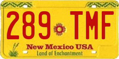 NM license plate 289TMF