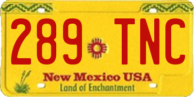 NM license plate 289TNC