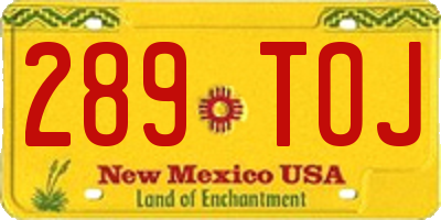 NM license plate 289TOJ
