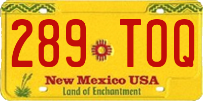 NM license plate 289TOQ