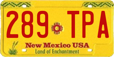 NM license plate 289TPA