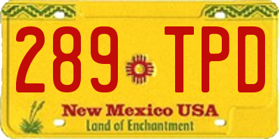 NM license plate 289TPD