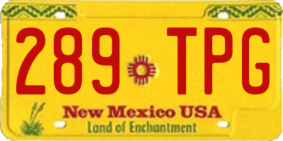 NM license plate 289TPG