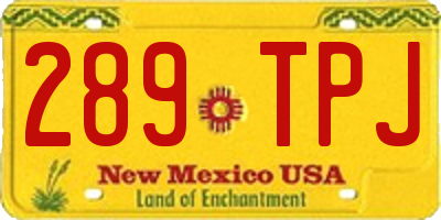 NM license plate 289TPJ