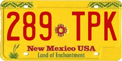 NM license plate 289TPK