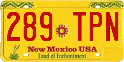 NM license plate 289TPN