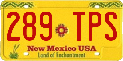NM license plate 289TPS