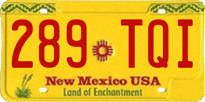 NM license plate 289TQI