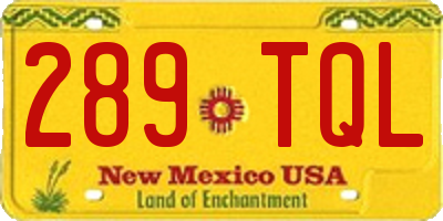 NM license plate 289TQL