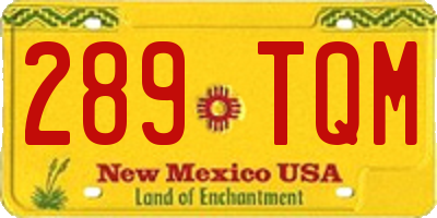 NM license plate 289TQM