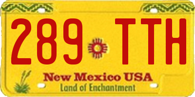 NM license plate 289TTH