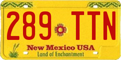 NM license plate 289TTN