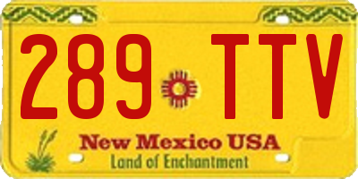 NM license plate 289TTV