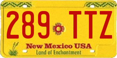 NM license plate 289TTZ