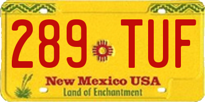 NM license plate 289TUF
