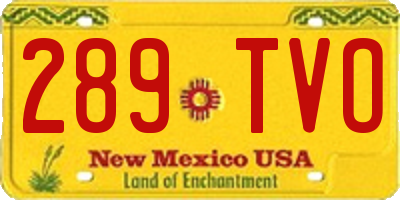 NM license plate 289TVO