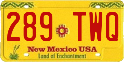 NM license plate 289TWQ