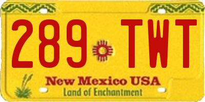 NM license plate 289TWT