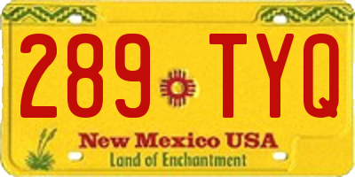 NM license plate 289TYQ