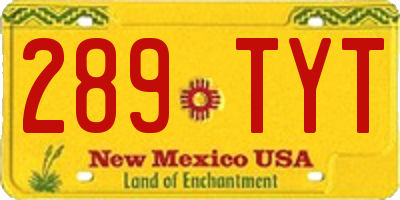 NM license plate 289TYT