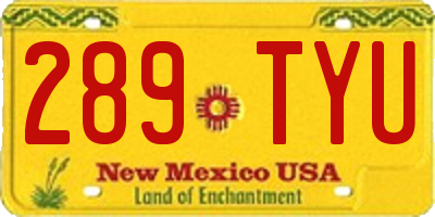 NM license plate 289TYU