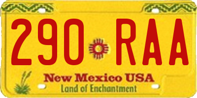 NM license plate 290RAA