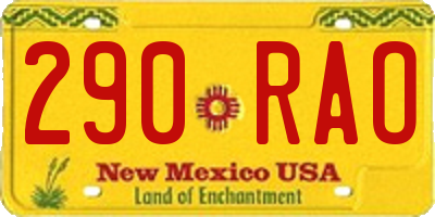 NM license plate 290RAO