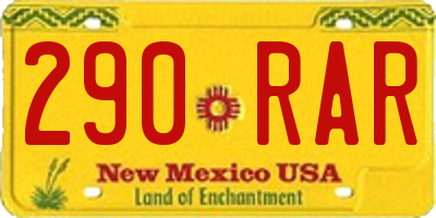 NM license plate 290RAR