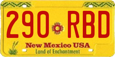 NM license plate 290RBD