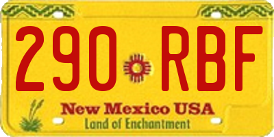 NM license plate 290RBF