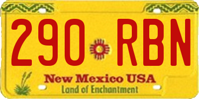 NM license plate 290RBN