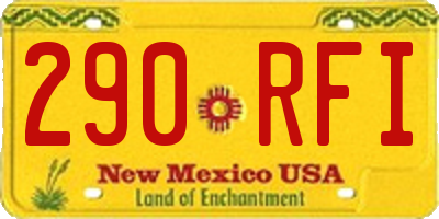 NM license plate 290RFI