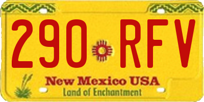NM license plate 290RFV