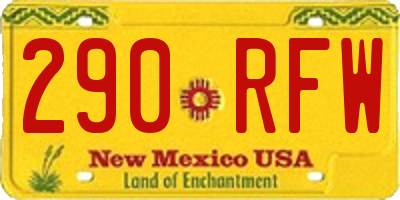 NM license plate 290RFW