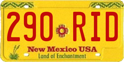 NM license plate 290RID