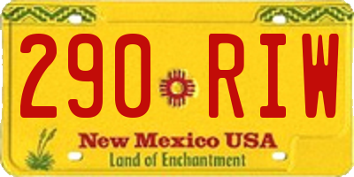 NM license plate 290RIW