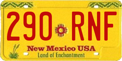NM license plate 290RNF