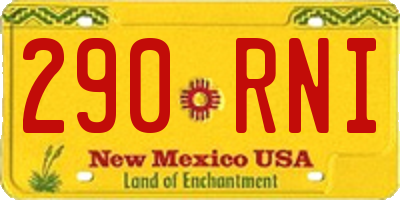 NM license plate 290RNI
