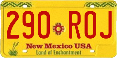 NM license plate 290ROJ